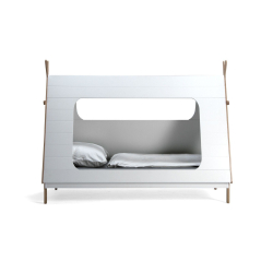 medinė lova vaikams, originalaus dizaino, pilkos spalvos
