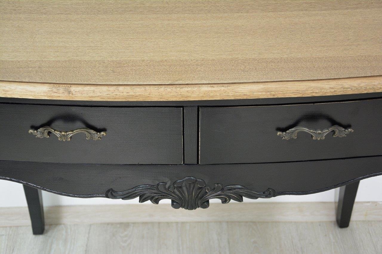 kosmetinis staliukas natūralaus medžio stalviršiu, rudu stalviršiumi, prabangus