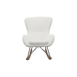 Baltos arba pilkos spalvos supamas krėslas, minkštas, minimalistinis