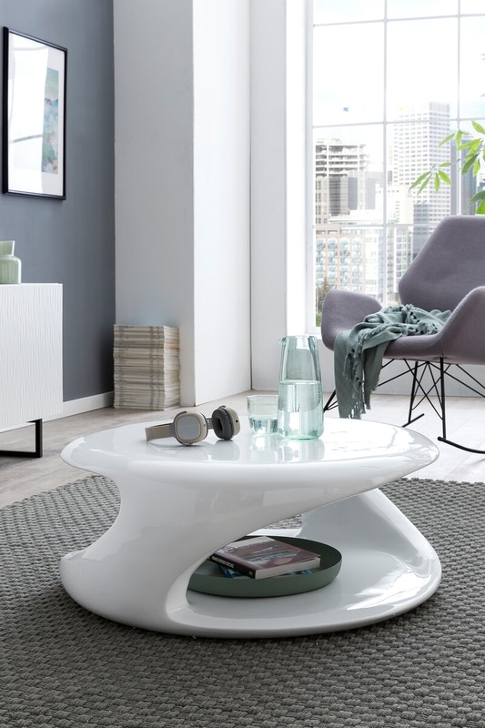 futuristinio dizaino žurnalinis staliukas, apvalus, stiklo pluošto