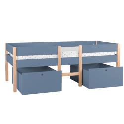 vaikiška su dviem dideliais stalčiais, medinė, tamsiai mėlynos spalvos