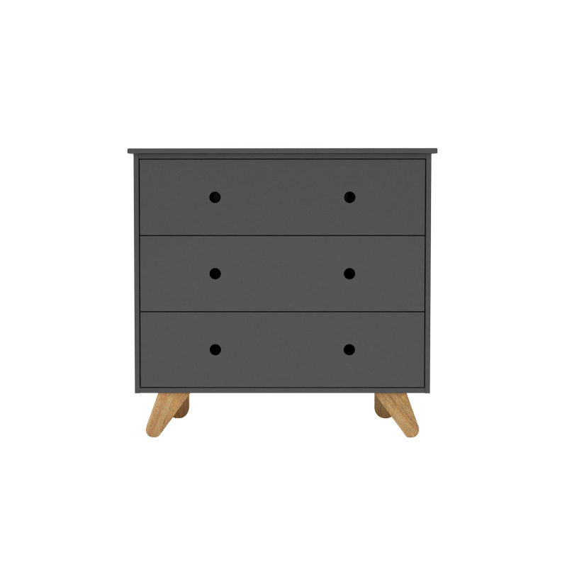 Futuristinė komoda, su metaliniais bėgeliais stalčiuose, medinė