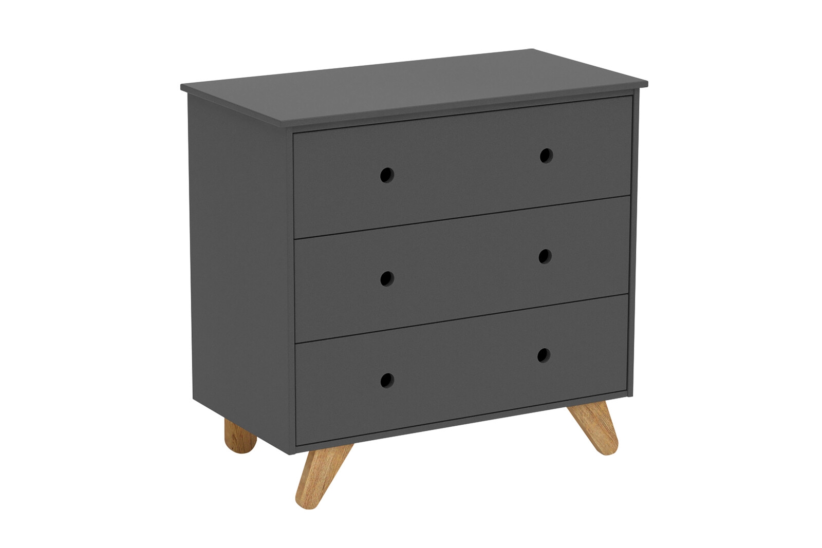 Modernaus dizaino komoda, natūralaus medžio, trijų stalčių, 