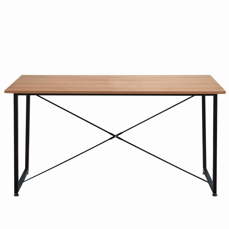 stalas su juodomis metalinėmis kojomis, rudos spalvos, šviesaus medžio