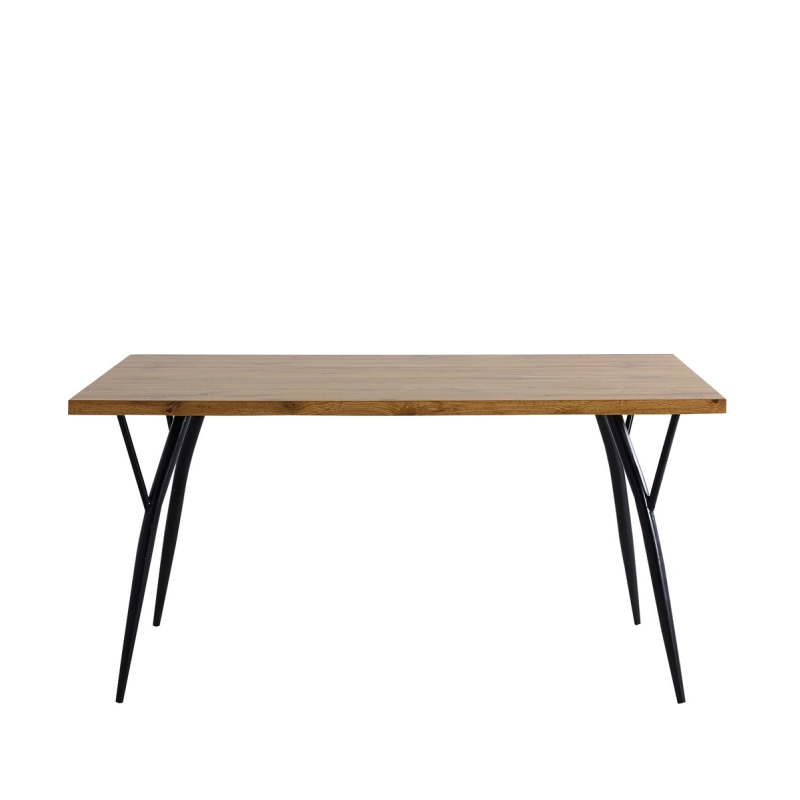stalas su juodomis metalinėmis kojomis, medinis, rudos spalvos