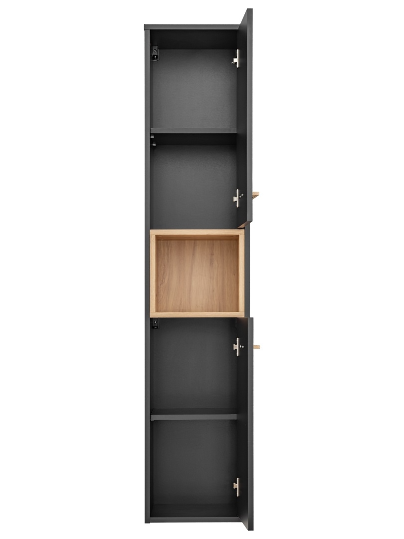 Aukšta vonios spintelė, modernaus stiliaus, minimalistinio dizaino 