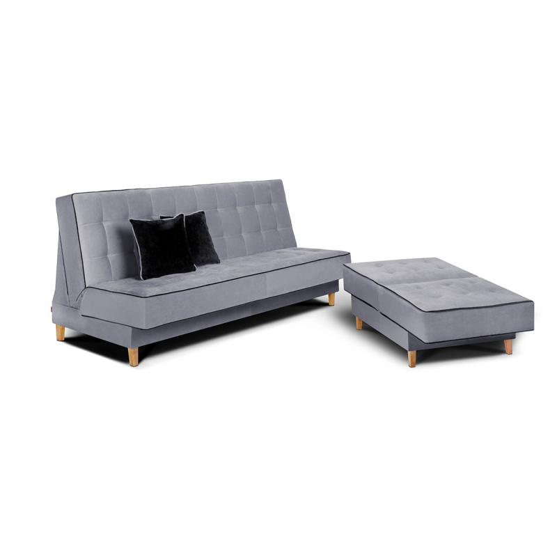 Sofa DOZ, pilka/juoda, 198x93x85 cm