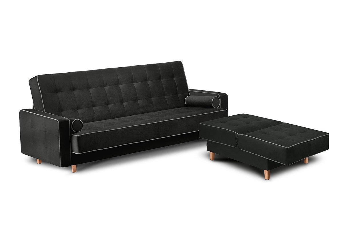 Sofa DOZ, juoda/pilka, 223x93x85 cm