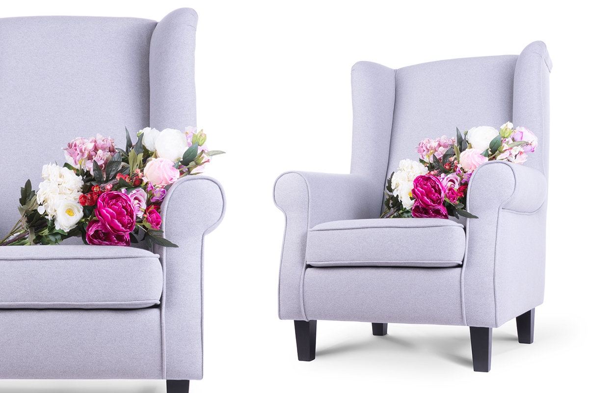 Fotelis MILE, šviesiai pilkas/juodas, 82x97x105 cm