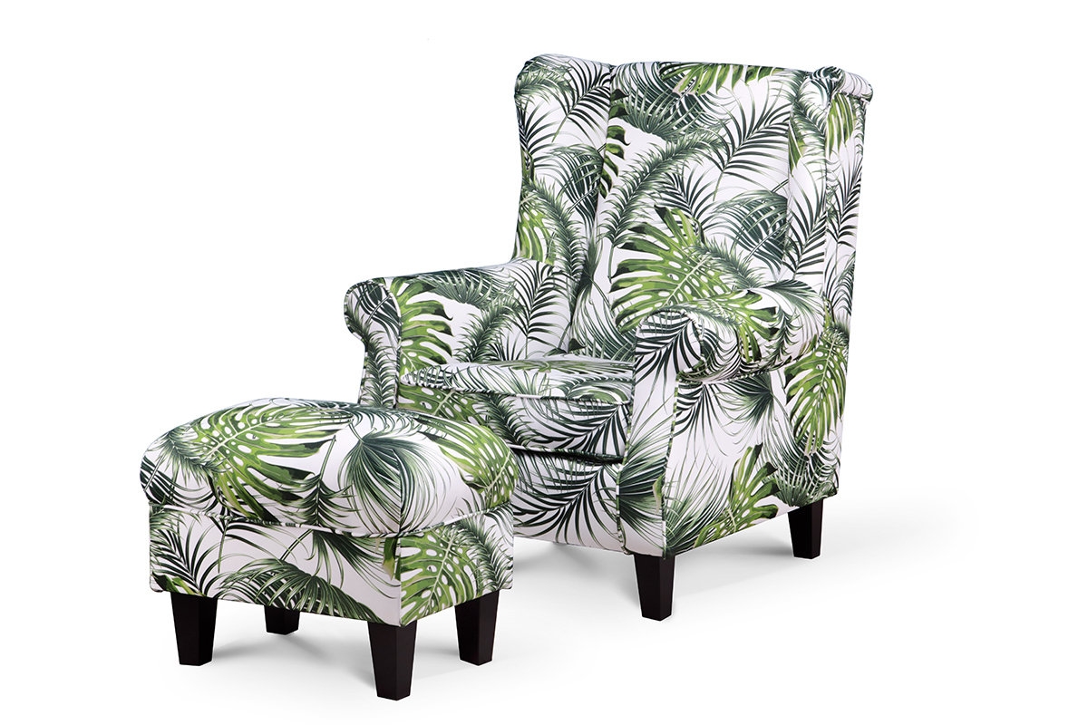 Fotelis MILE, baltas-žalias/juodas, 82x97x105 cm