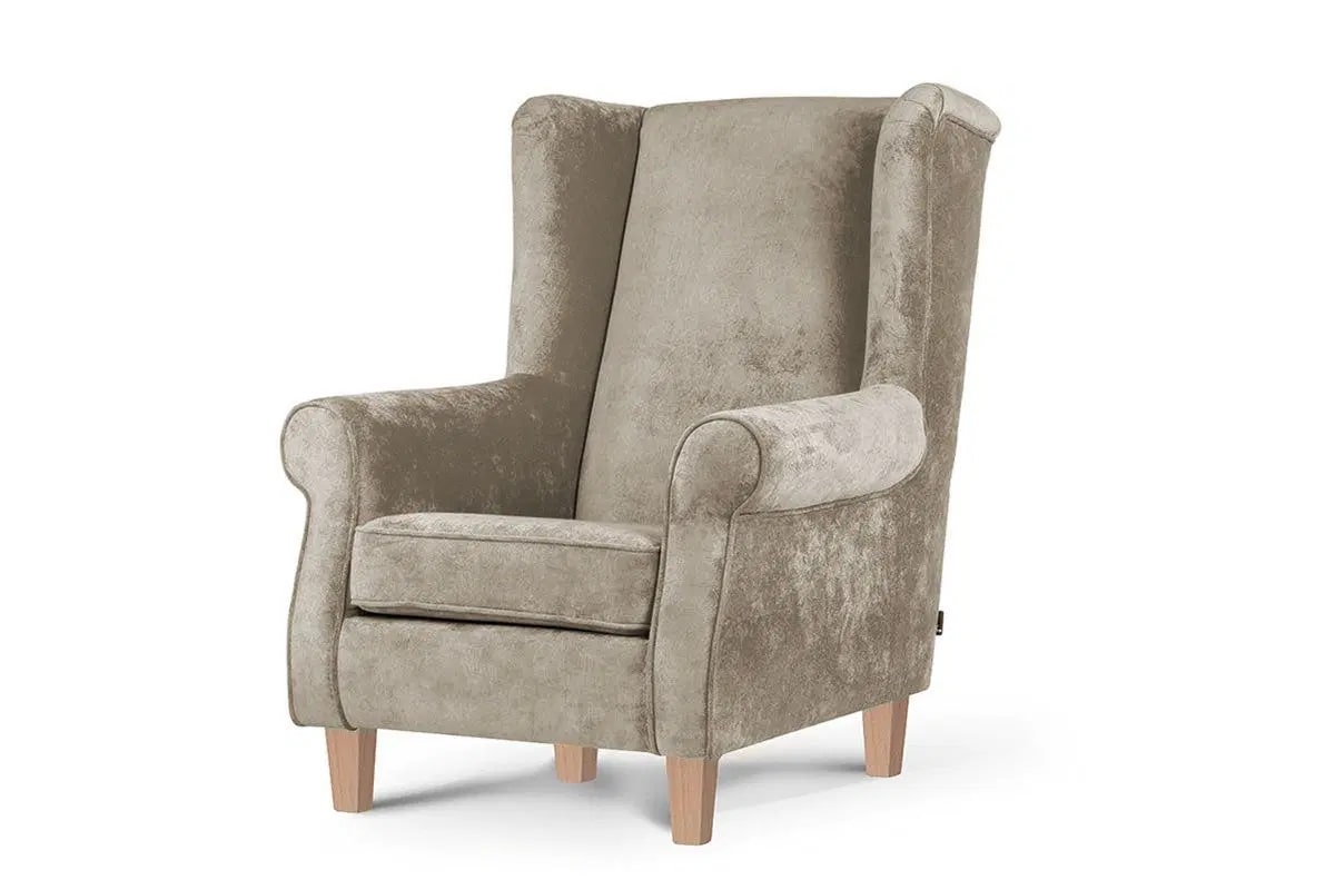 Fotelis MILE, smėlio/medžio, 82x97x105 cm