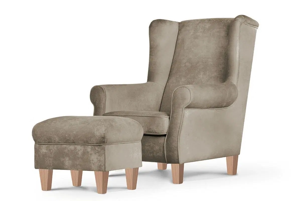 Fotelis MILE, smėlio/medžio, 82x97x105 cm