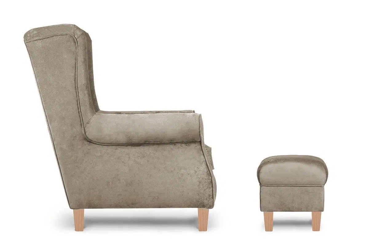 Fotelis MILE, smėlio/medžio, 82x97x105 cm