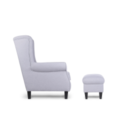 Pufas MILE, šviesiai pilkas/juodas, 51x36x42 cm