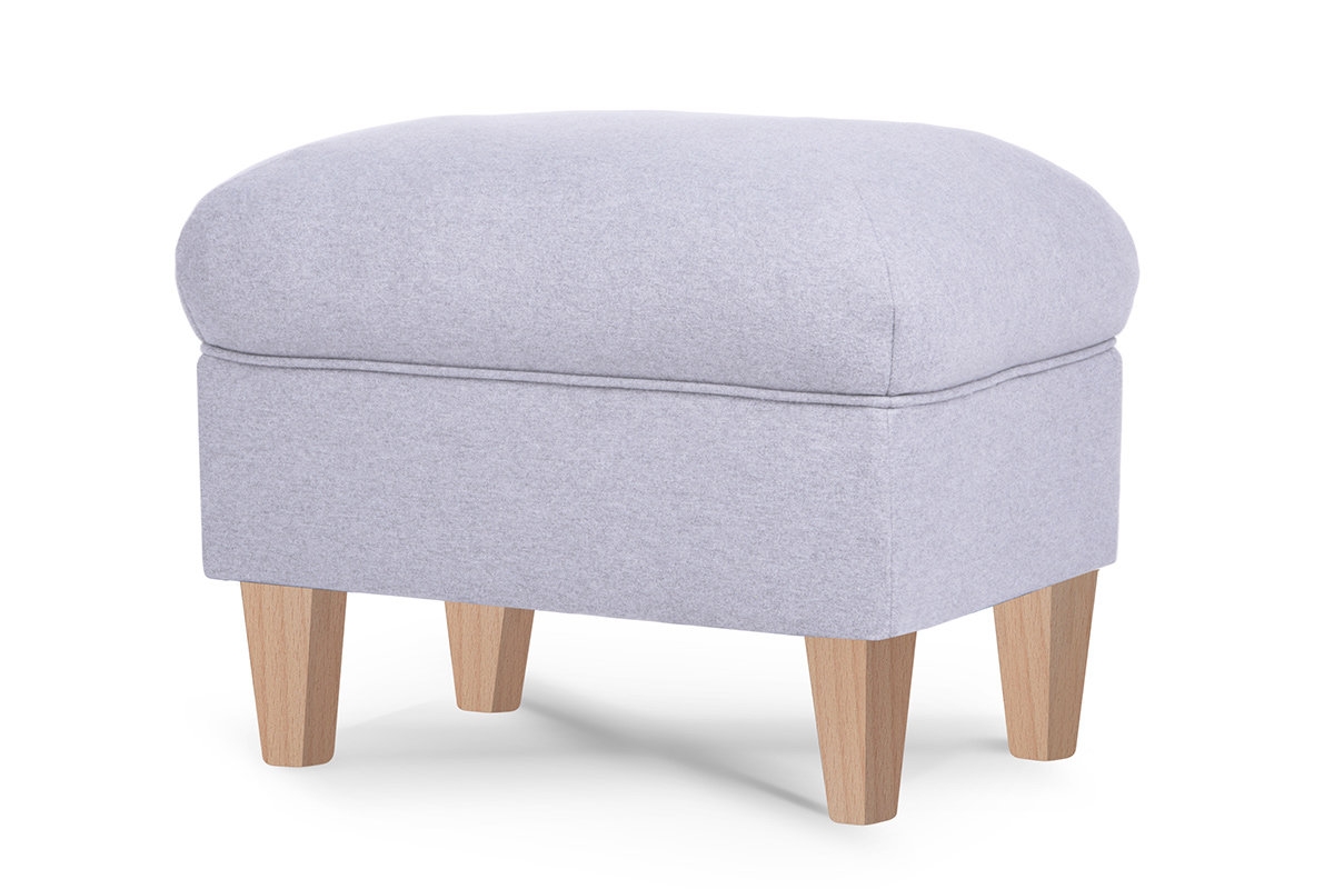 Pufas MILE, šviesiai pilkas/medžio, 51x36x42 cm