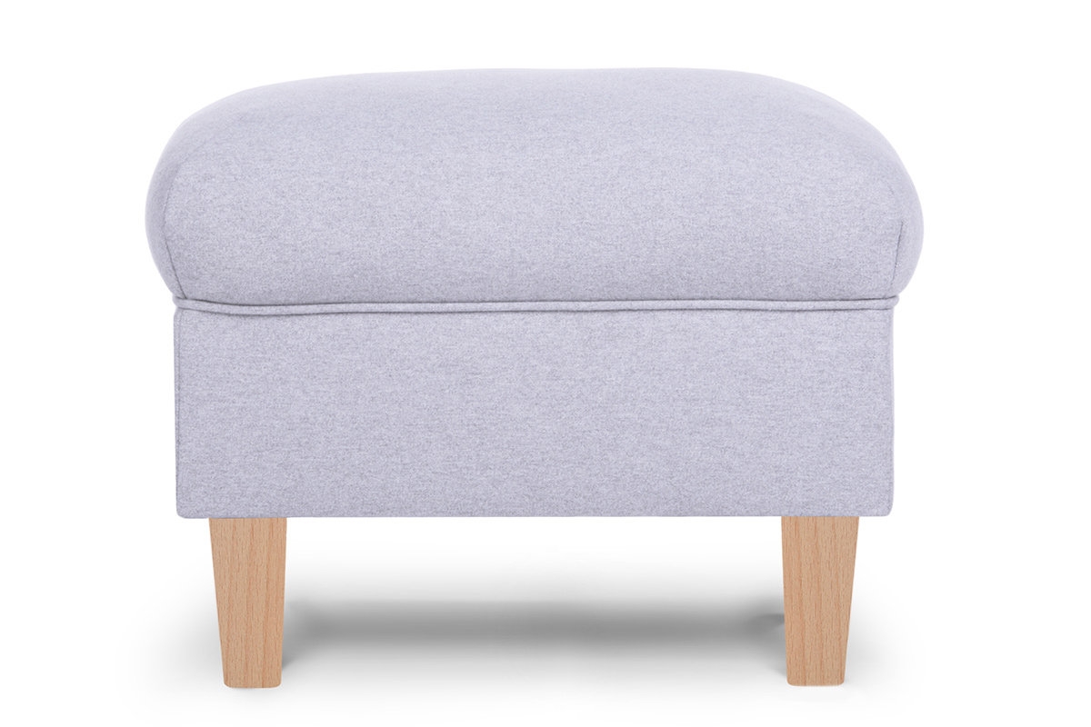 Pufas MILE, šviesiai pilkas/medžio, 51x36x42 cm