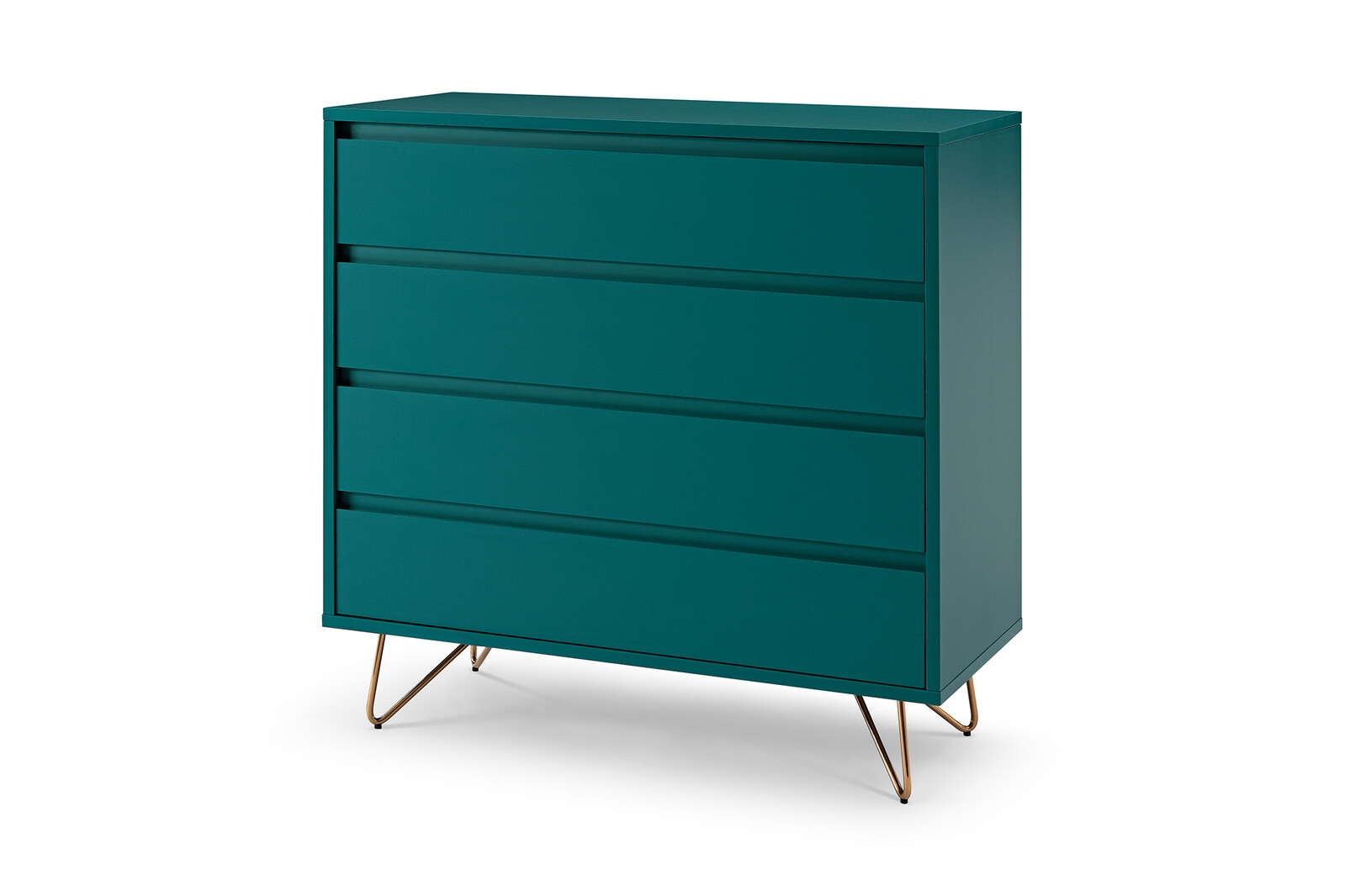 Modernaus dizaino komoda, skandinaviško stiliaus, turkio spalvos