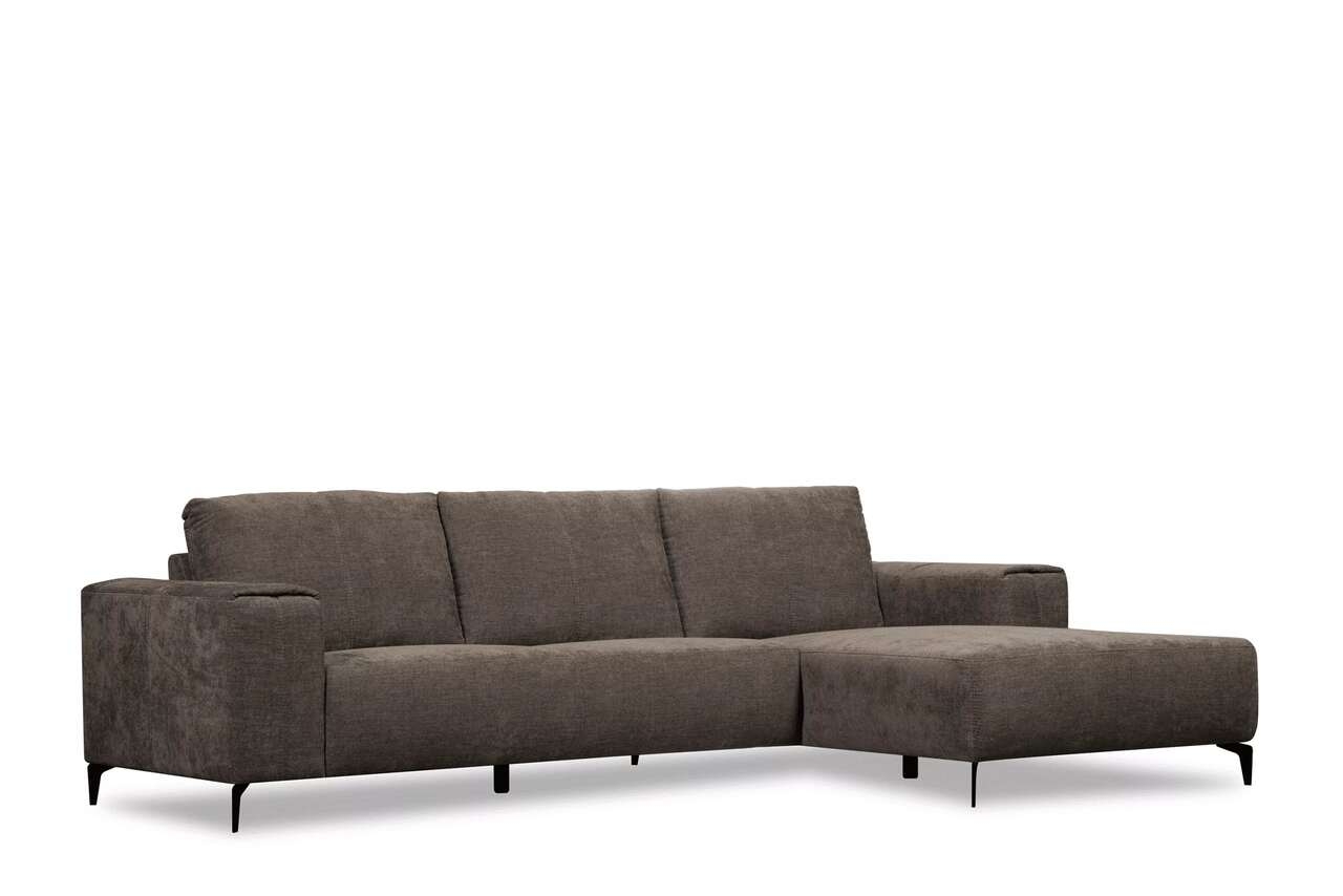 Minkštas kampas CONTE, rudas, kairinis/dešininis, 288x170x85 cm