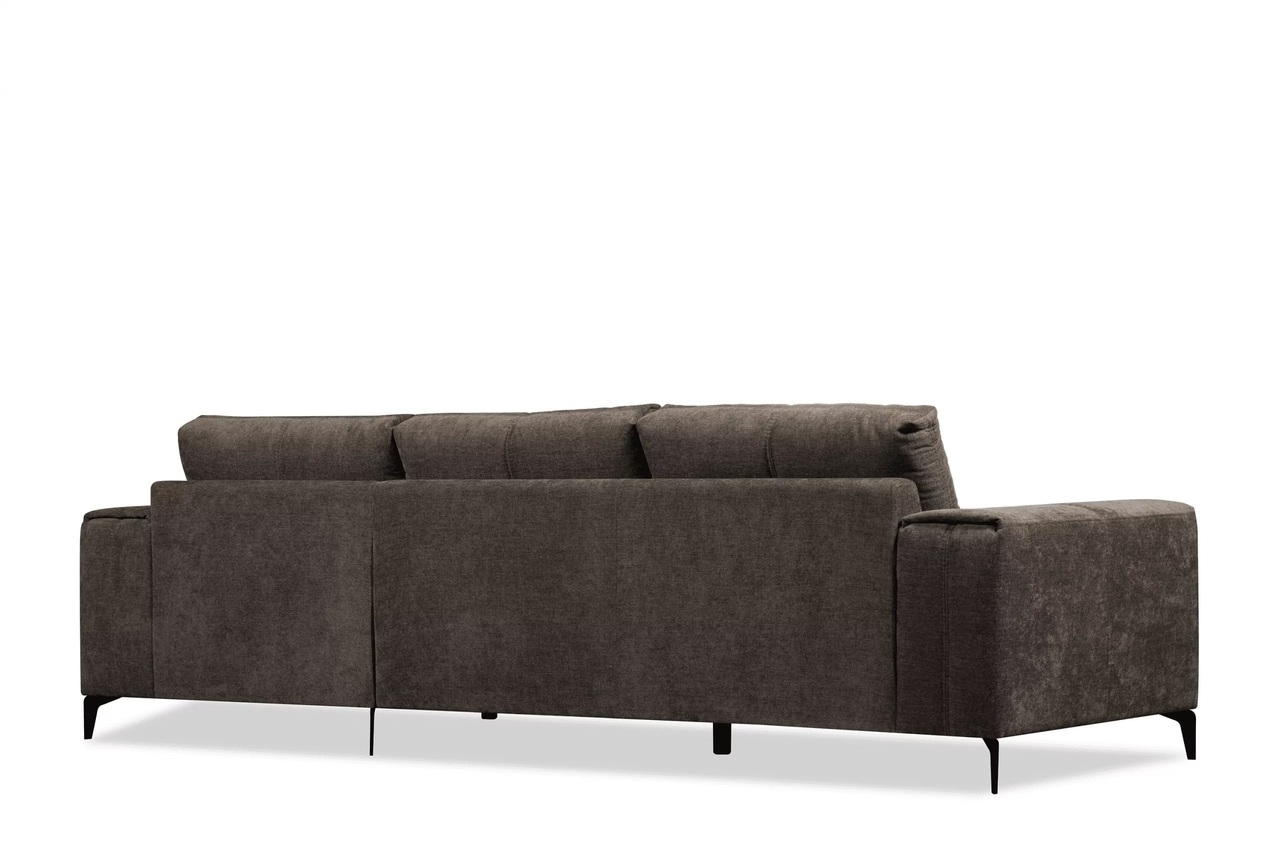 Minkštas kampas CONTE, rudas, kairinis/dešininis, 288x170x85 cm