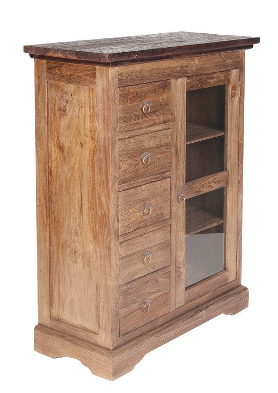 medinė spintelė, aukšta, su stiklintom durelėm