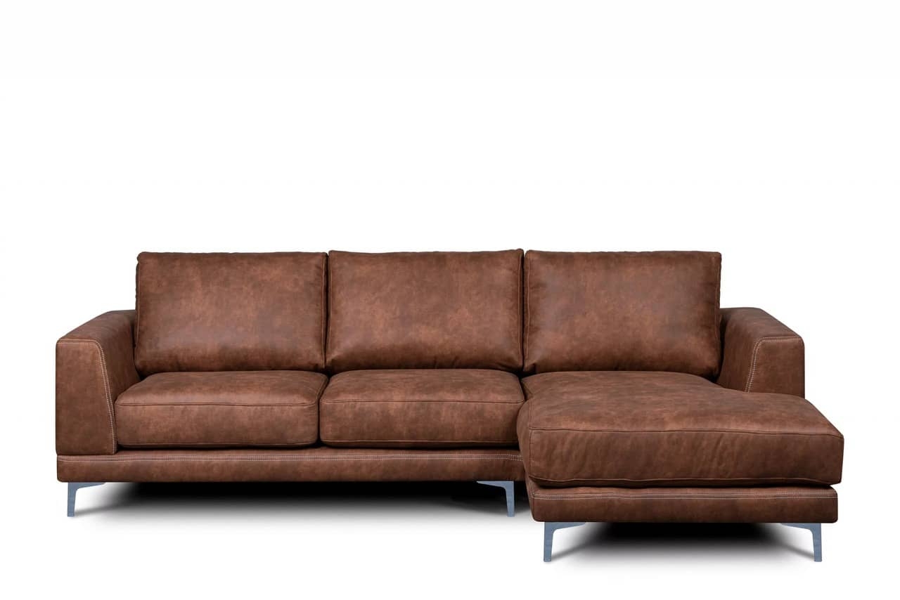 Minkštas kampas HOLO, rudas, kairinis/dešininis, 264x162x82 cm