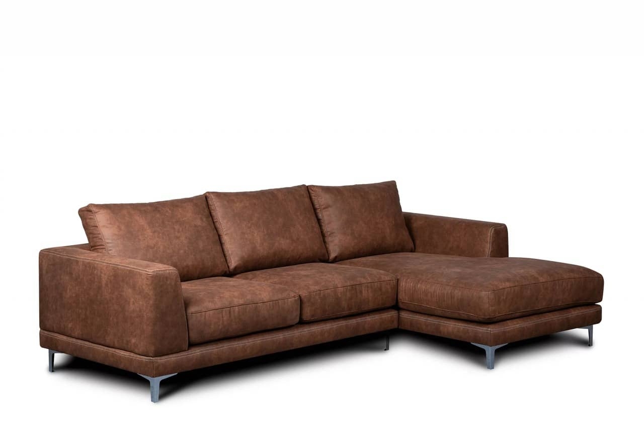 Minkštas kampas HOLO, rudas, kairinis/dešininis, 264x162x82 cm