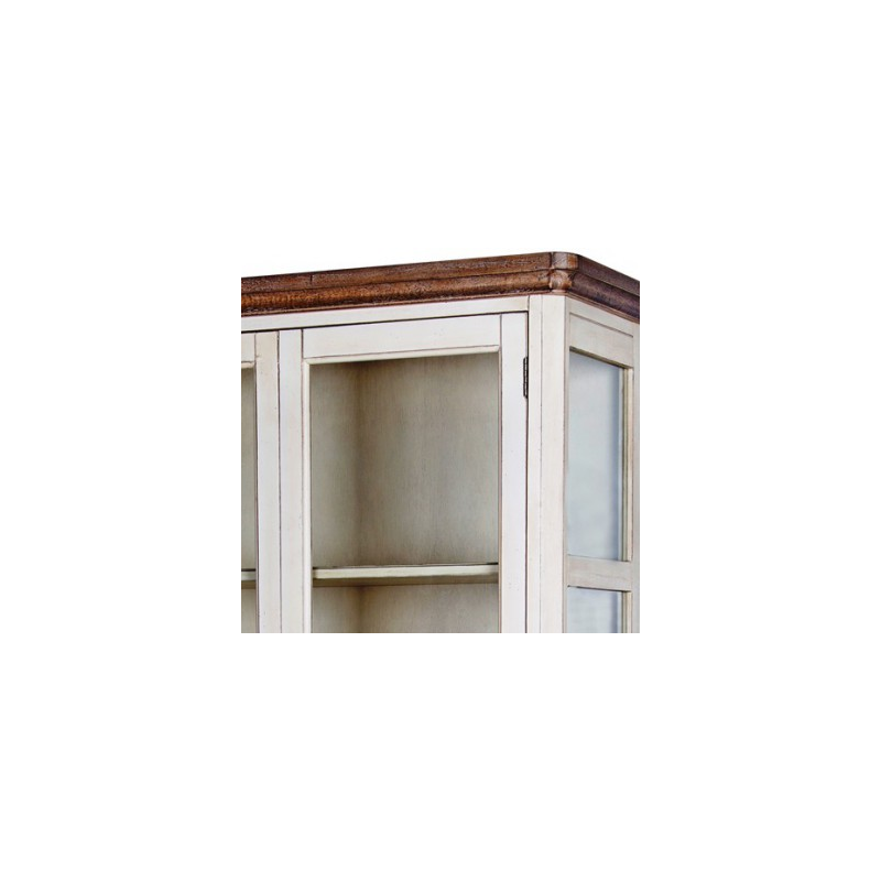 Plati vitrina 2779 LIMENA - provanso stiliaus ir sendinto rašto su 4 lentynomis ir 2 stalčiais. Įstiklinta.