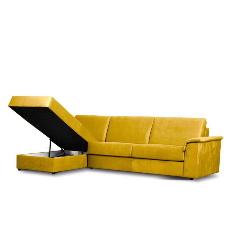 Minkštas kampas ALOP, geltonas, kairinis/dešininis, 292x185x98 cm