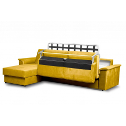 Minkštas kampas ALOP, geltonas, kairinis/dešininis, 292x185x98 cm