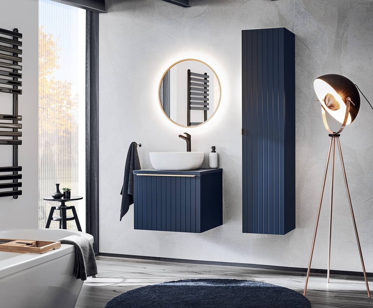 Pakabinama vonios spintelė su praustuvu 828 SANTA DEEP BLUE