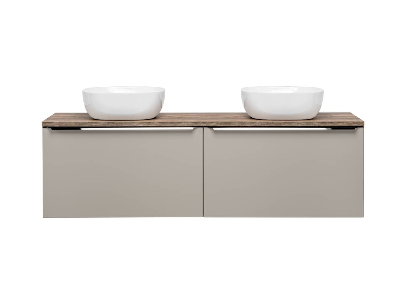 Pakabinama vonios spintelė su praustuvais 828D SANTA TAUPE