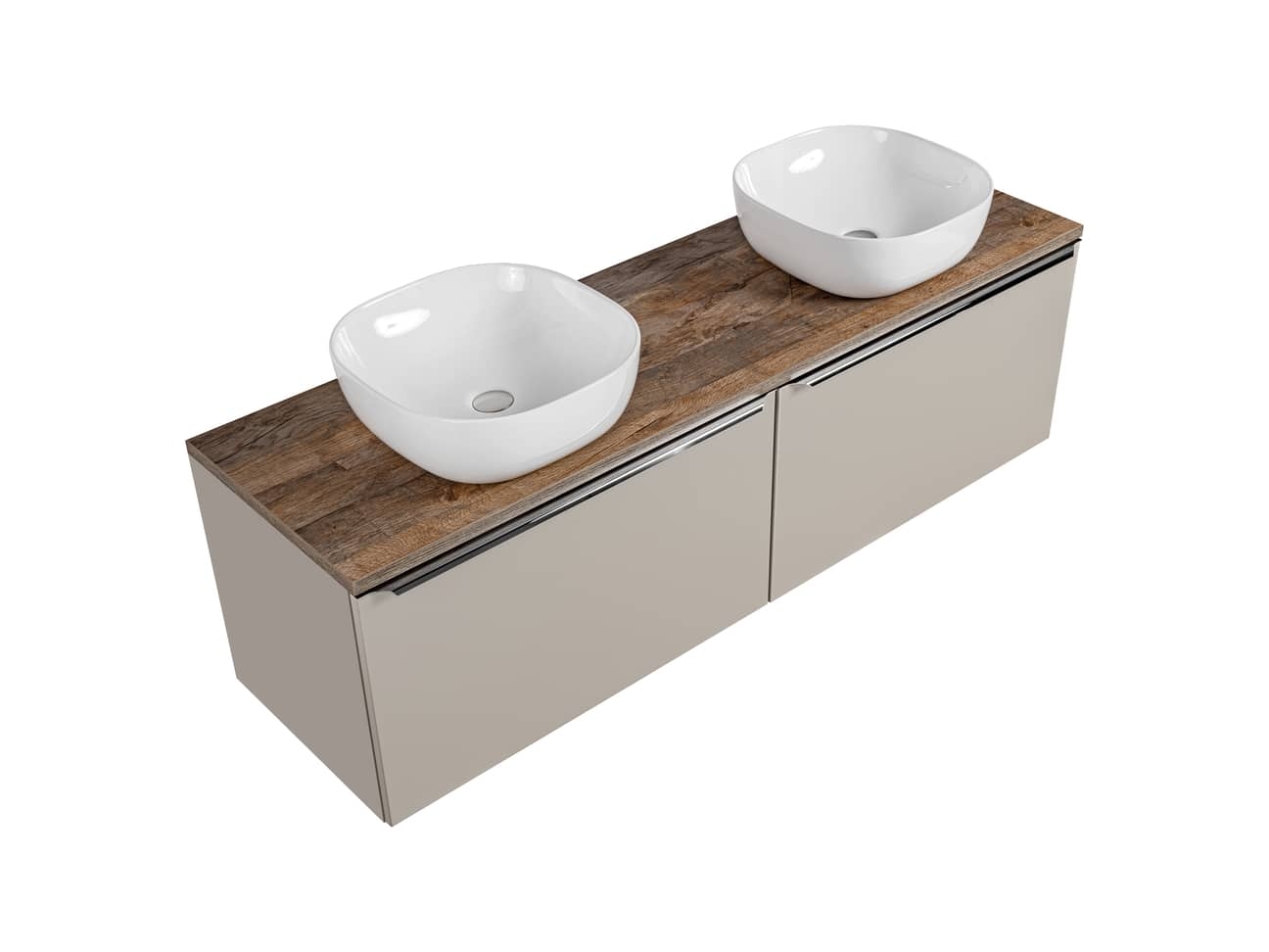 Pakabinama vonios spintelė su praustuvais 828D SANTA TAUPE