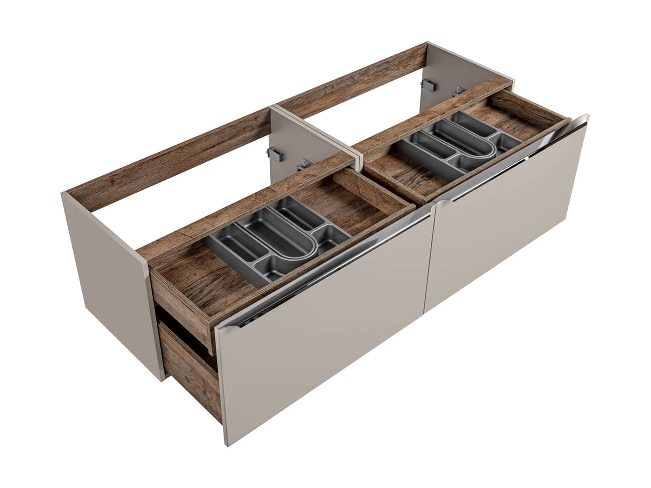 Pakabinama vonios spintelė su praustuvais 828D SANTA TAUPE