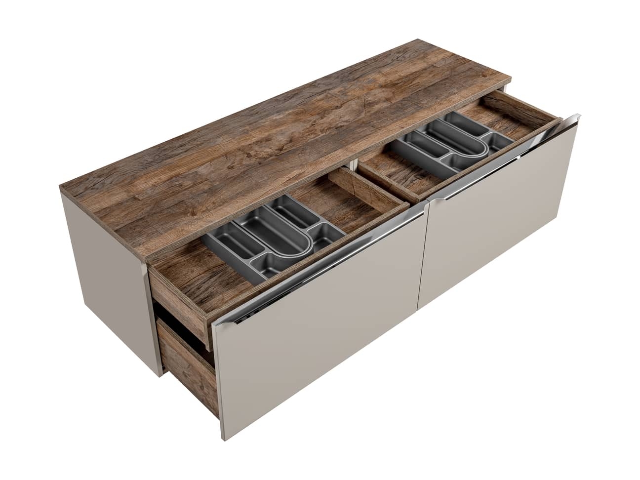 Pakabinama vonios spintelė su praustuvais 828D SANTA TAUPE