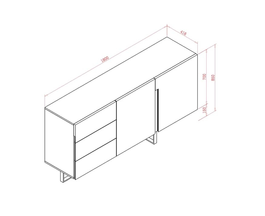 Komoda HOUSTON H01, 180x42x85 cm