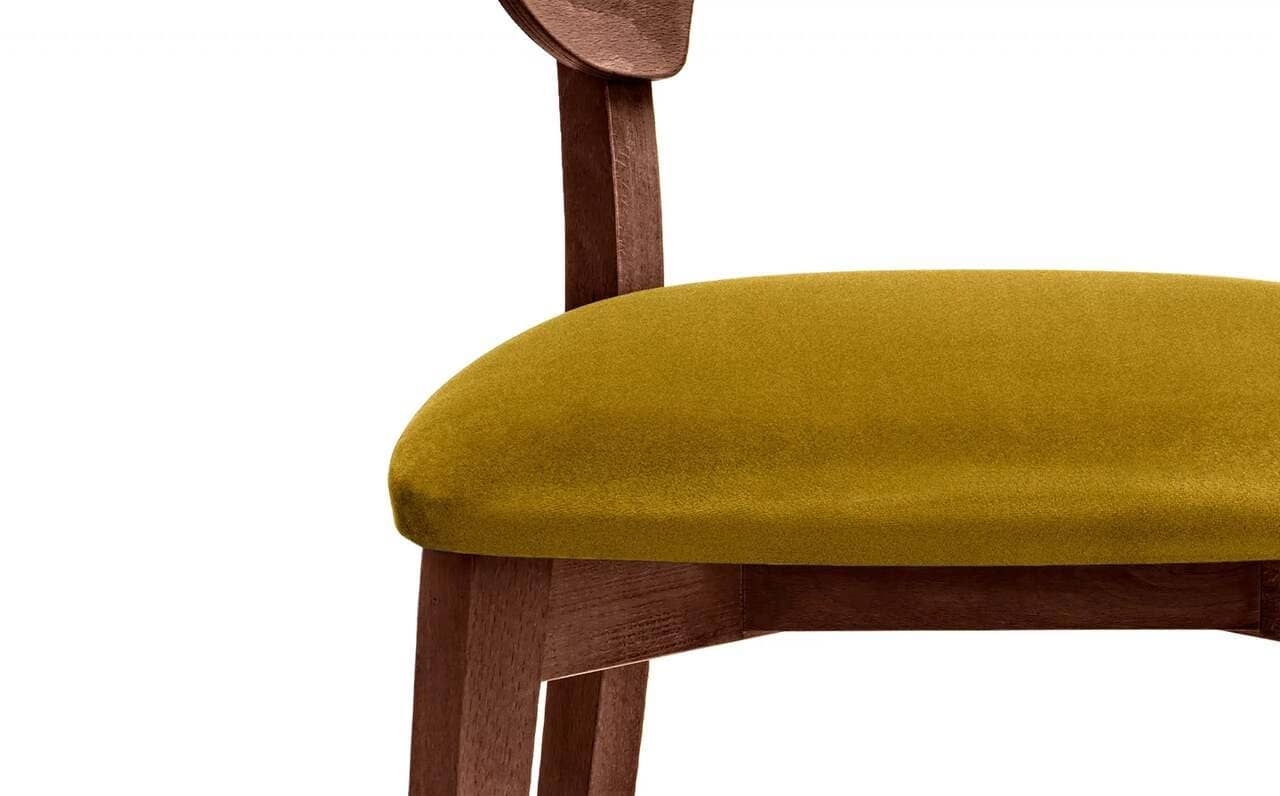 Kėdė LYCA, garstyčių/riešutmedžio, 47x45x80,5 cm