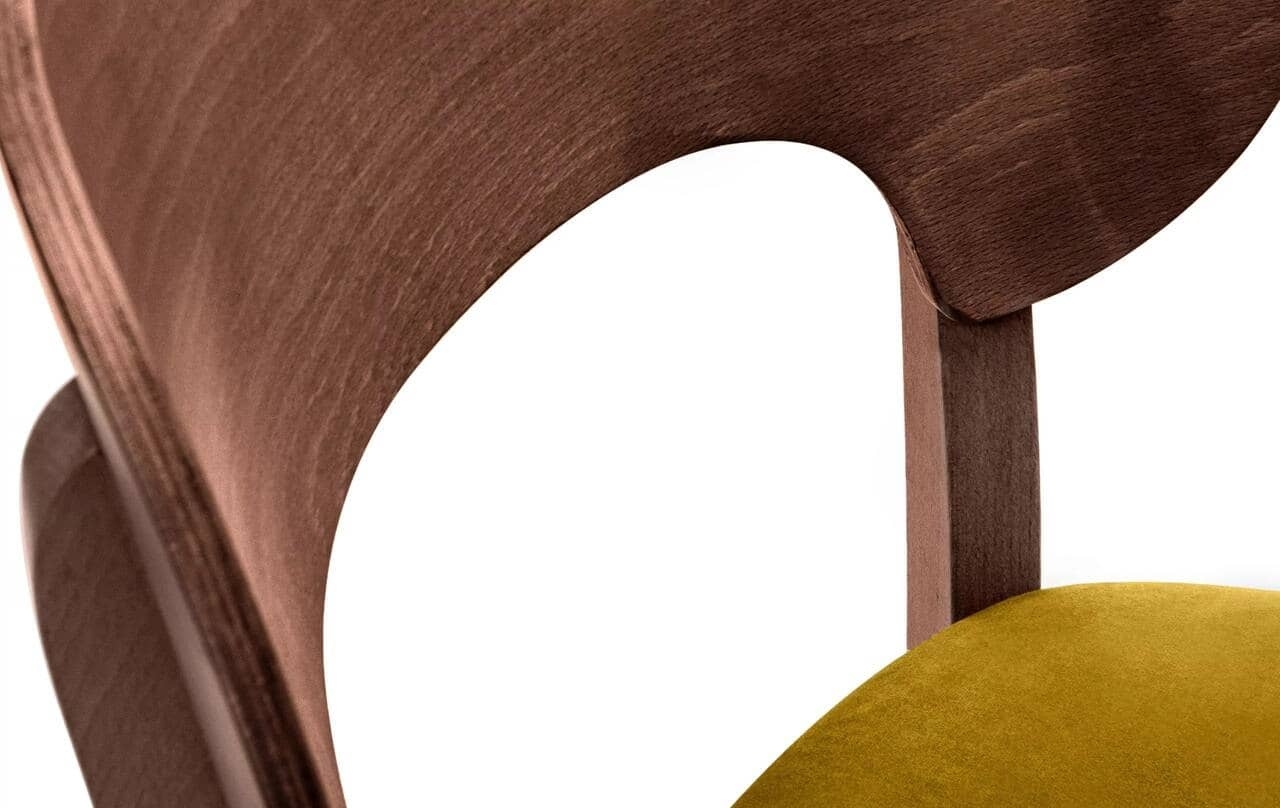 Kėdė LYCA, garstyčių/riešutmedžio, 47x45x80,5 cm