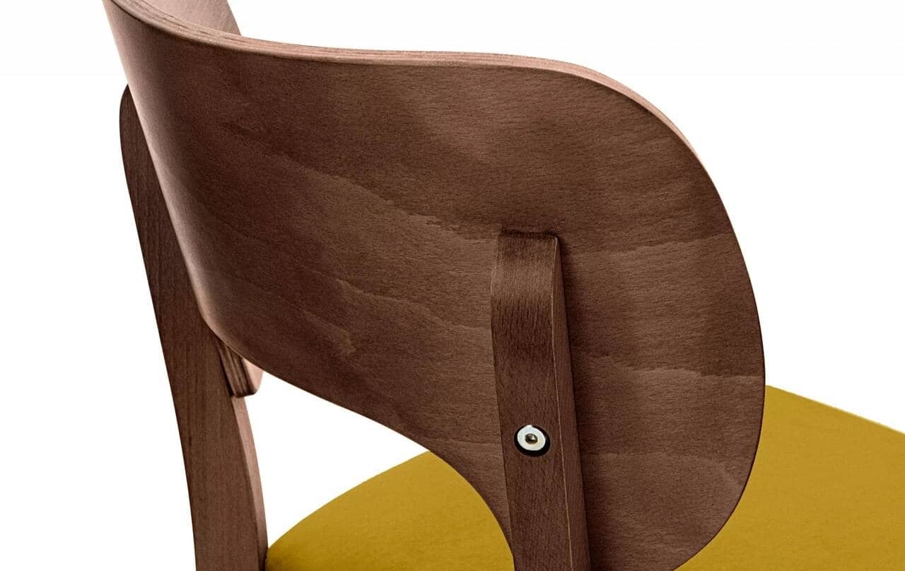 Kėdė LYCA, garstyčių/riešutmedžio, 47x45x80,5 cm