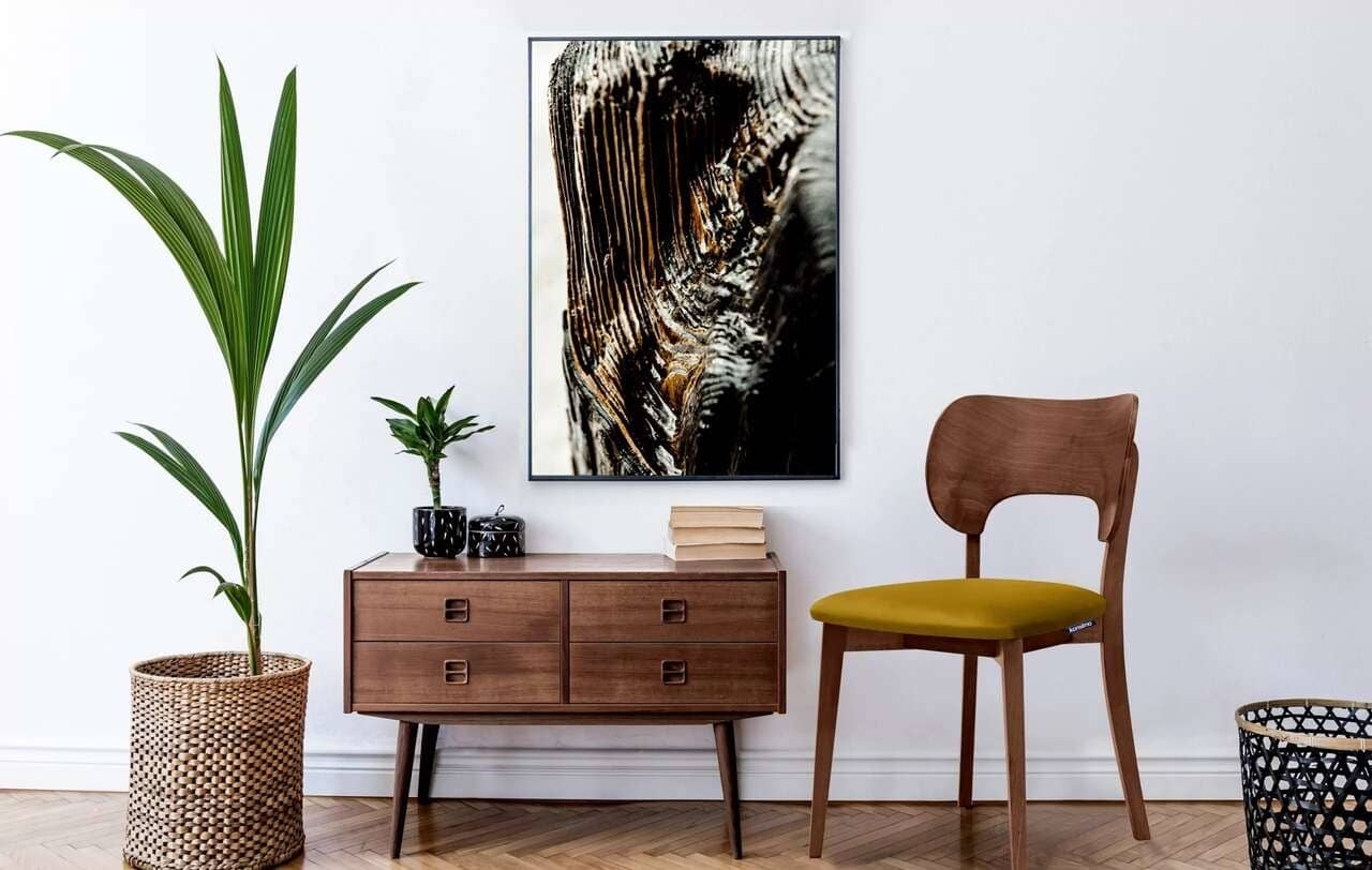 Kėdė LYCA, garstyčių/riešutmedžio, 47x45x80,5 cm