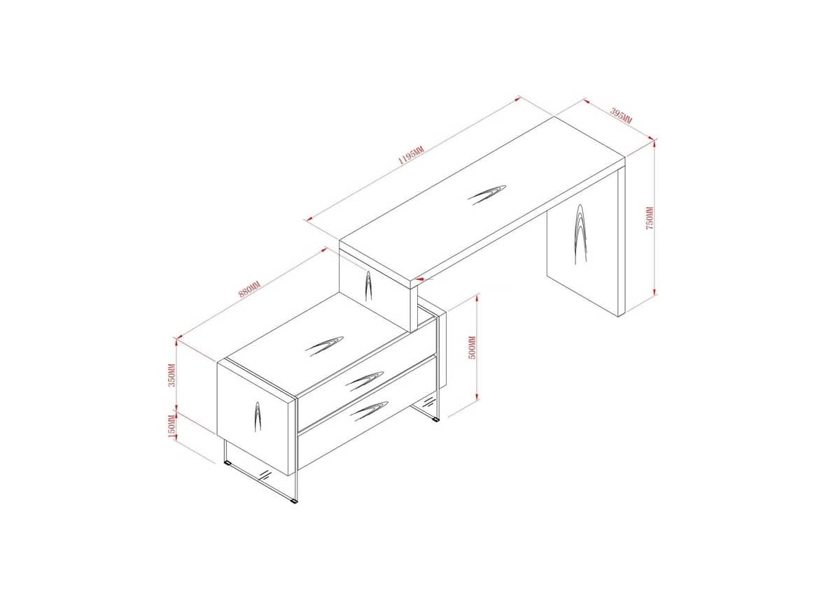 Darbo stalas SOHO SH15, 88+119,5x39,5x75 cm