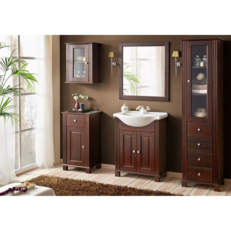 retro stiliaus vonios baldų kompletas, klasikinio dizaino, tamsiai rudos spalvos