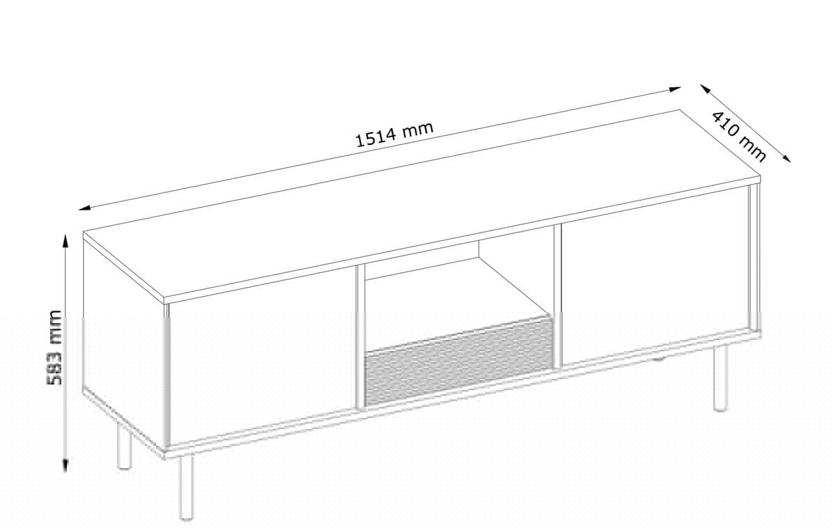 TV staliukas LOFTY OAK, 151x41x58 cm