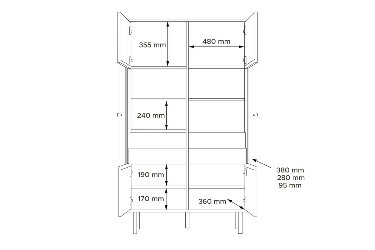 Vitrina LOFTY GRAFIT, 102x41x174 cm