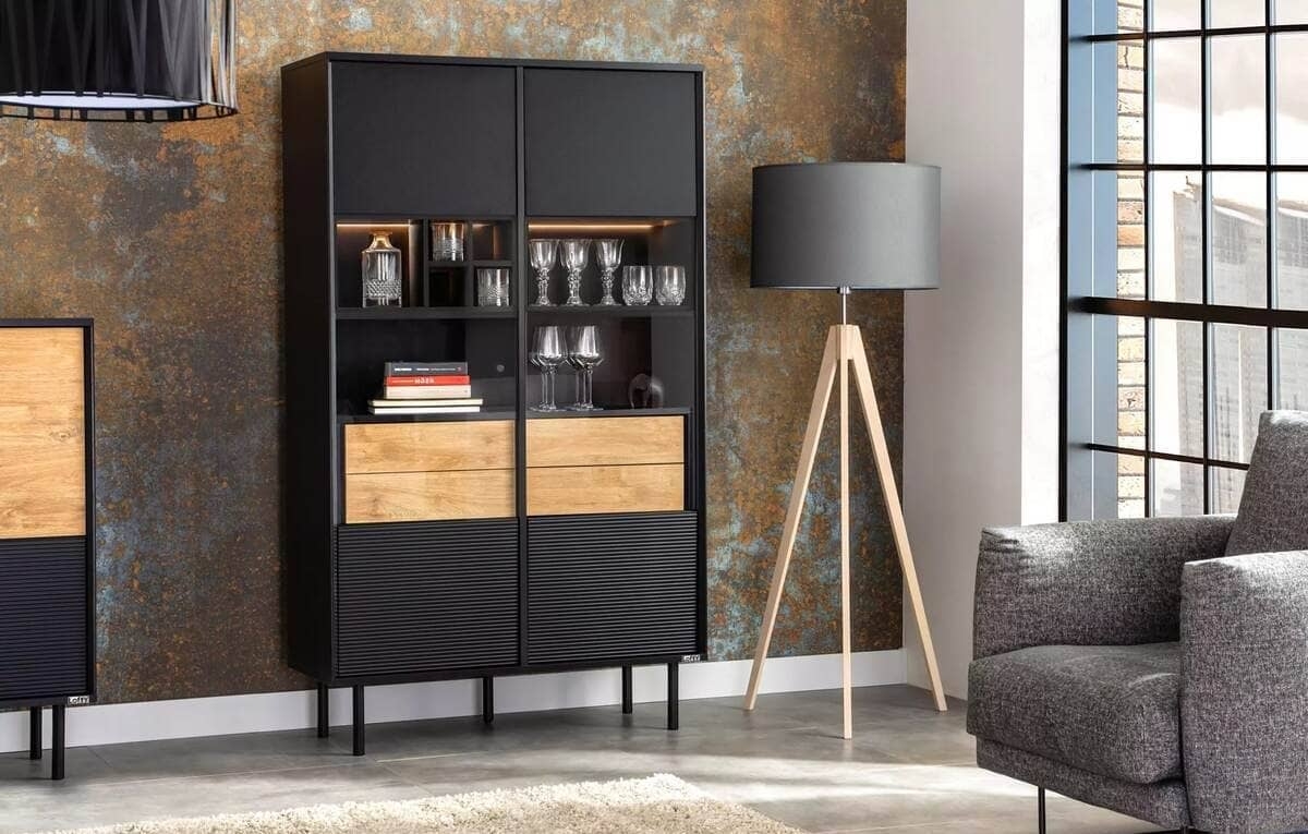 Vitrina LOFTY GRAFIT, 102x41x174 cm