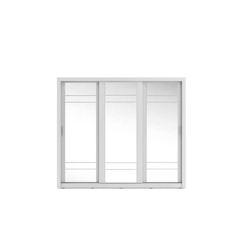 Trijų durų spinta su veidrodžiais APER, balta, 250x60x215 cm