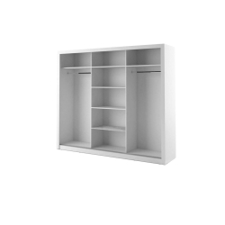 Trijų durų spinta su veidrodžiais APER, balta, 250x60x215 cm