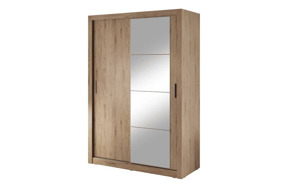 Dviejų durų spinta su veidrodžiu APER, ąžuolo, 150x60x215 cm