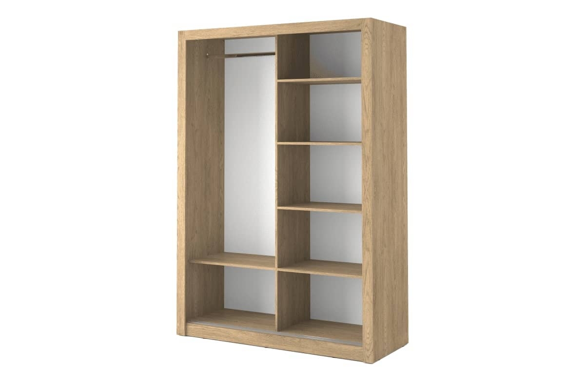 Dviejų durų spinta su veidrodžiu APER, ąžuolo, 150x60x215 cm