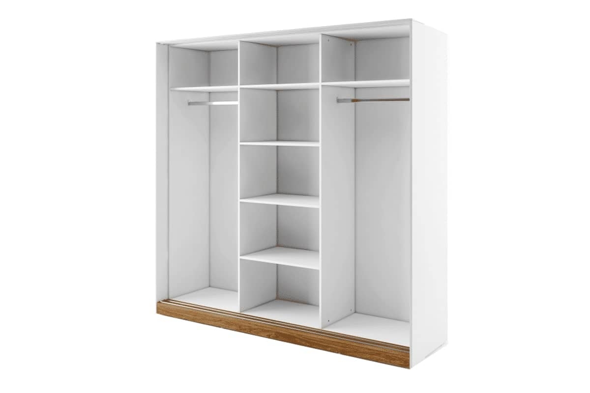 Trijų durų spinta su veidrodžiu CALI, 220x63x215 cm