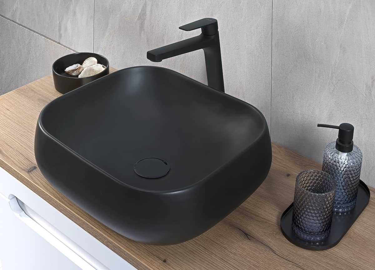 Pastatomas praustuvas NIKA, juodas, 45x40x15 cm